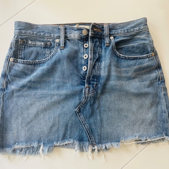 Madewell  Sz 27 Rigid Denim A-Line Mini Skirt in Lakeline Wash: Eco Edition - Picture 3 of 6